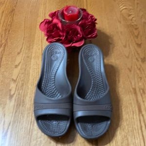 Brown rubber Crocs 3” wedge